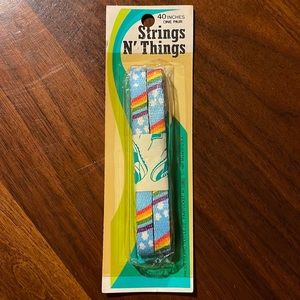 VINTAGE 80S RAINBOW SHOELACES - NEW IN PACKAGE